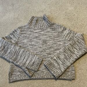 Furry Fuzzy Cozy City Girl Zara Heathered Gray Thick Split Sleeve Sweater